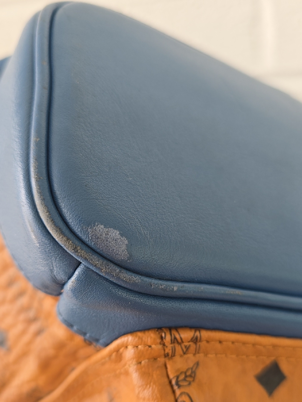 MCM Visetos Monogram Mini Stark Backpack Cognac Blue - Picture 12 of 16